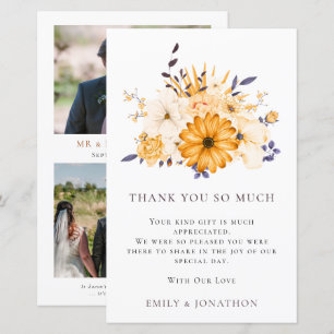 BUDGET Yellow Florals Wedding 3 Photo Quote Thanks