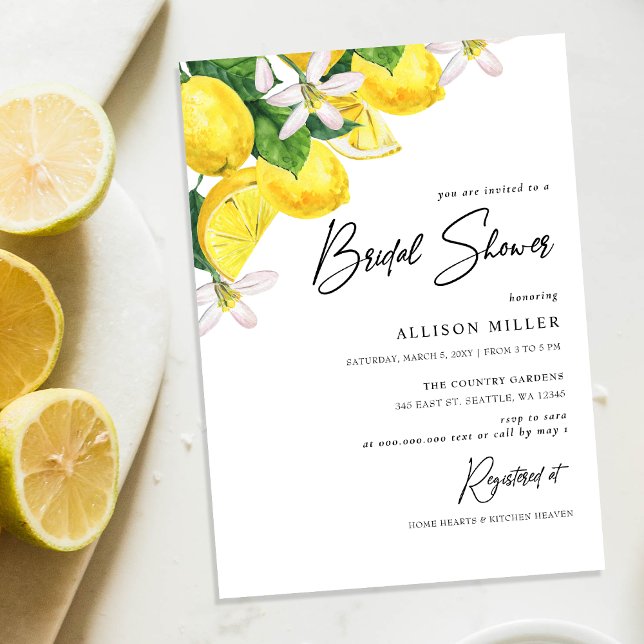 Budget Yellow Lemon Bridal Shower Invitation (Creator Uploaded)