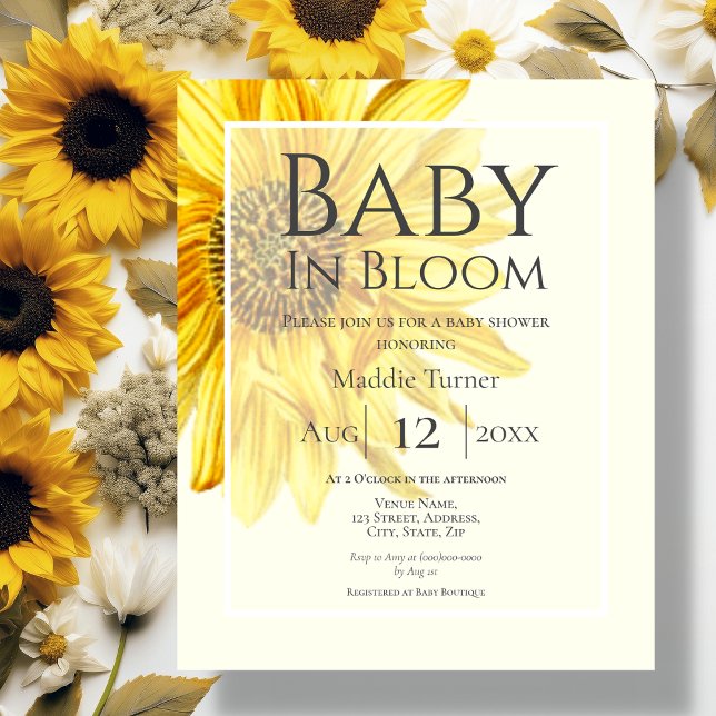 Budget Yellow Sunflower Baby Shower Invitation (Creator Uploaded)