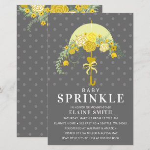 Budget Yellow Umbrella Baby Shower Invitation