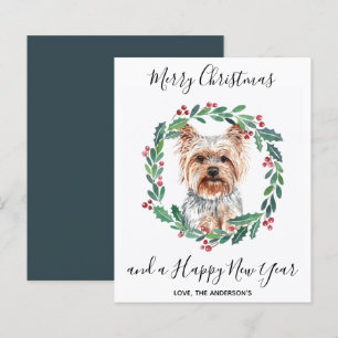 Budget Yorkshire Terrier Dog Merry Christmas Card
