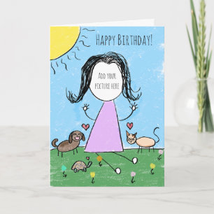 Budget Your Image Stick Figure Birthday Card