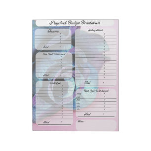 Budgeting Paycheck Breakdown - Blue Rose Notepad