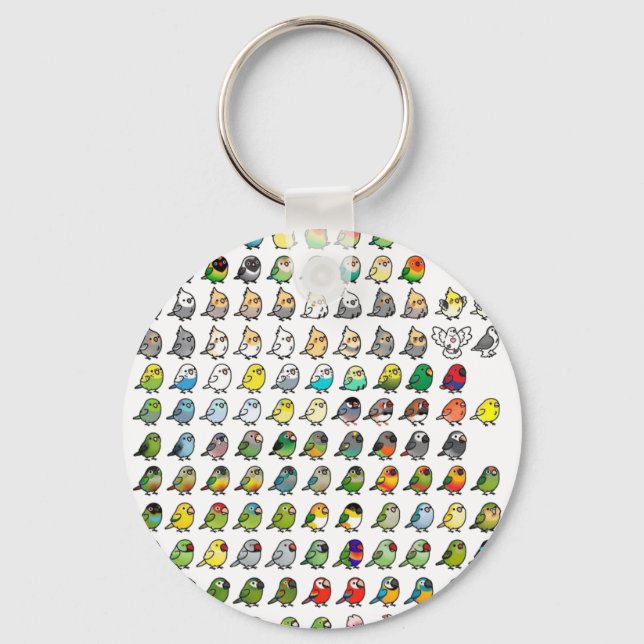 Budgie and Parakeet Collage Keychain (Front)
