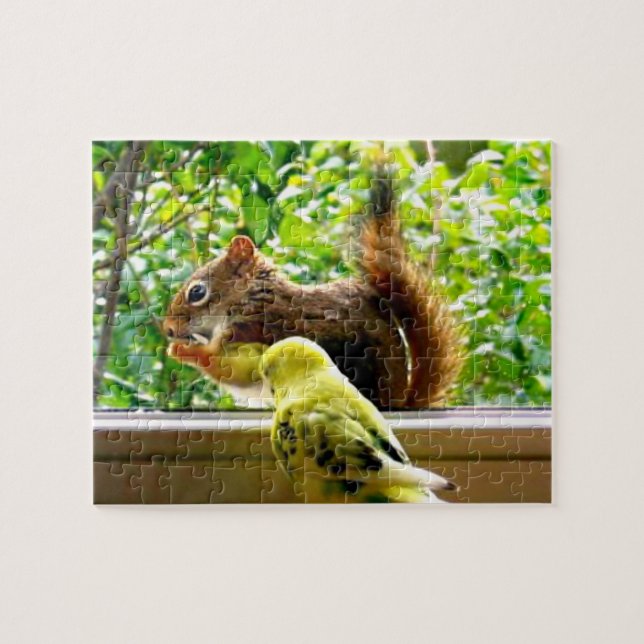 Budgie and Red Squirrel Jigsaw Puzzle (Horizontal)