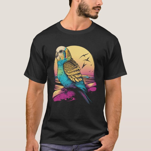 Budgie Beach Budgerigar Parakeet Bird Summer T-Shirt (Front)