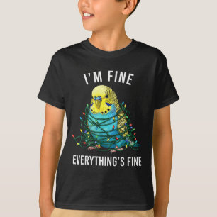 Budgie Bird Christmas I'm Fine Everything Is Fine T-Shirt