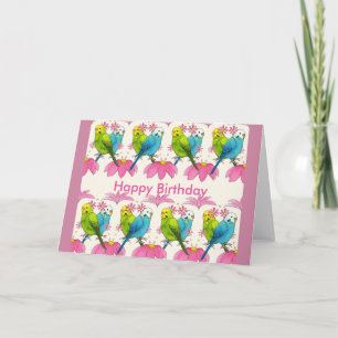 Budgie bird Happy Birthday card