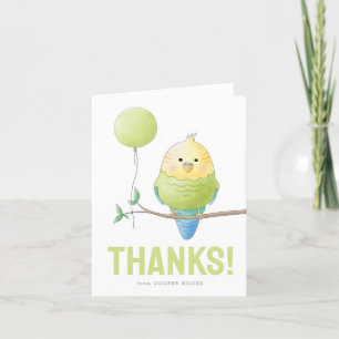 Budgie Birthday Folded Thank You Card