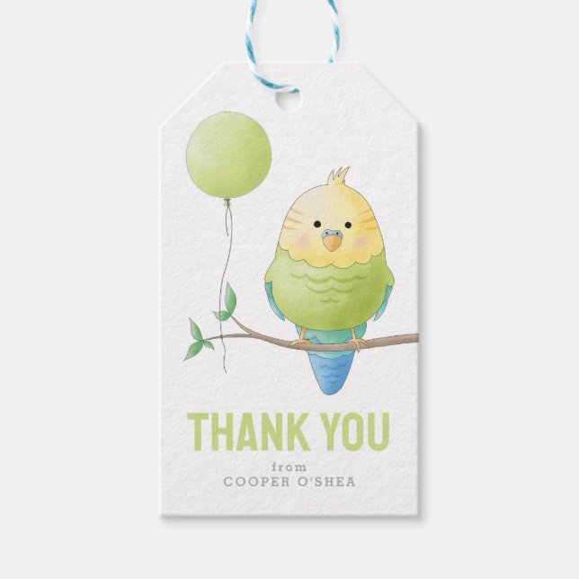 Budgie Birthday Kid's Birthday Gift Tag/Favour Tag (Front)