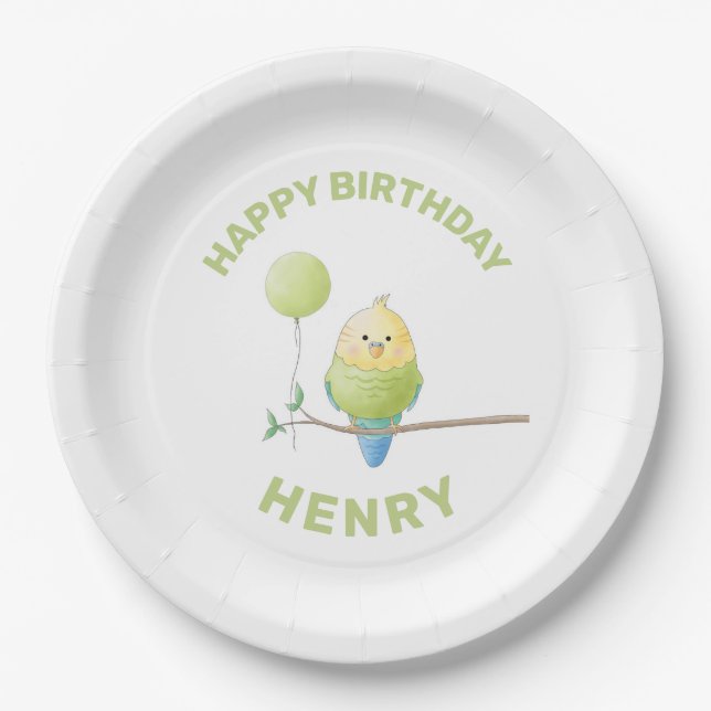 Budgie Birthday Kid's Birthday Plates (Front)
