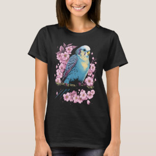 Budgie Budgerigar Bird Japanese Cherry Sakura Flow T-Shirt