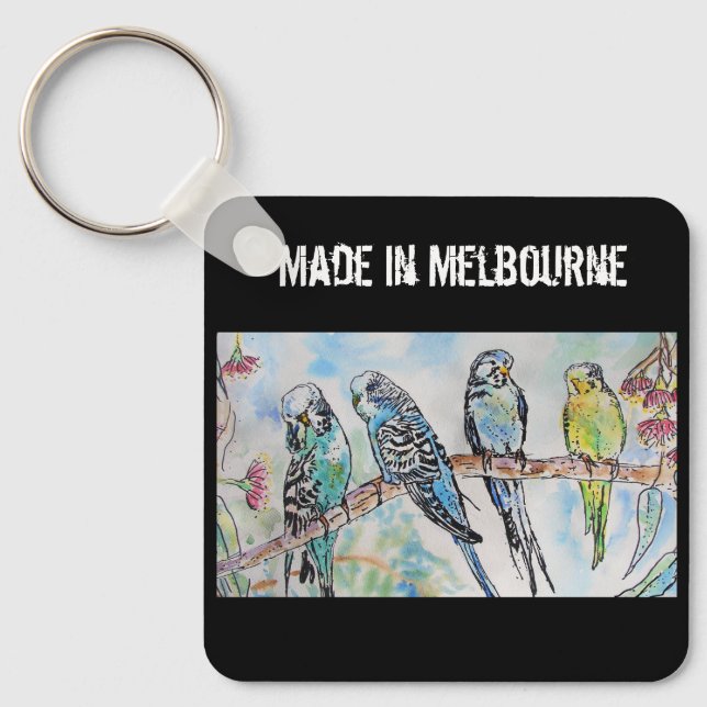 Budgie Budgerigar Bird Made In Melbourne Birds Key Ring (Front)