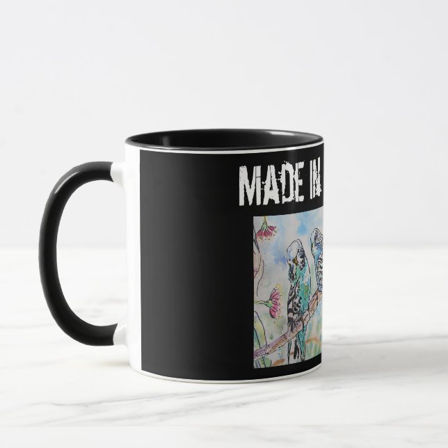 Budgie Budgerigar Bird Made In Melbourne Birds Mug (Left)