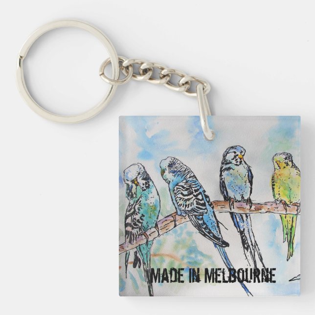 Budgie Budgerigar Bird Made In Melbourne  Key Ring (Front)