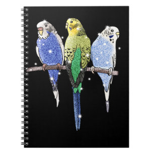 Budgie Budgerigar Glitter Notebook