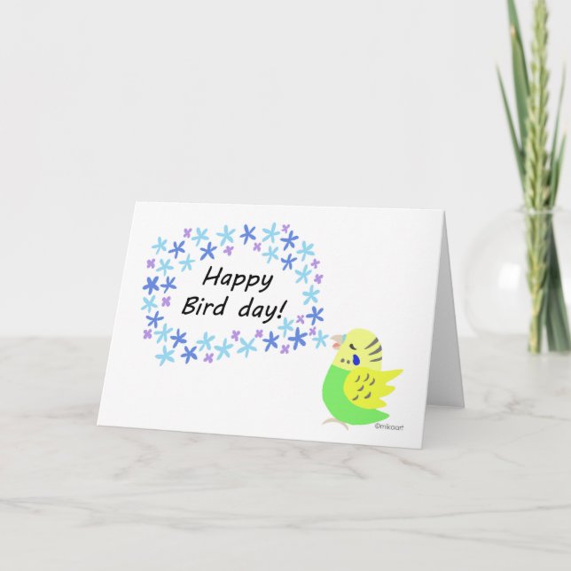 Budgie Budgerigar Parakeet Cute Bird birthday Card (Front)