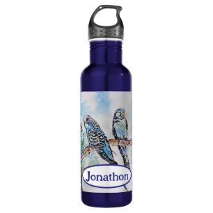 Budgie Budgies Bird Watercolor Painting Bird Mens 710 Ml Water Bottle