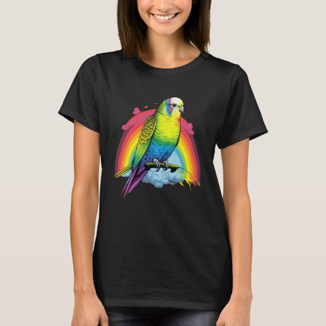 Budgie Budgies Birds Rainbow Budgerigar Parakeet   T-Shirt (Front)
