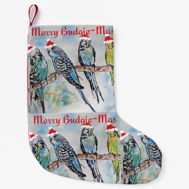Budgie Budgies Merry Budgiemas Christmas Stocking (Front)