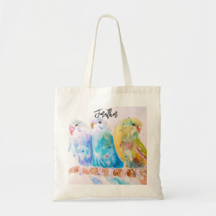 Budgie Budgies Watercolor Painting Art Tote Bag