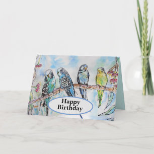 Budgie Budgies Watercolor Painting Bird Card