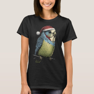 Budgie Christmas Budgerigar Santa Hat Parakeet Bir T-Shirt