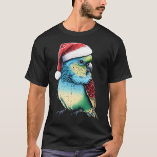 Budgie Christmas Budgerigar Santa Hat Parakeet Bir T-Shirt