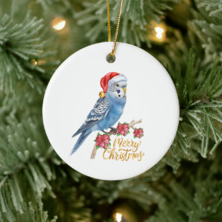 Budgie Christmas Ceramic Tree Decoration