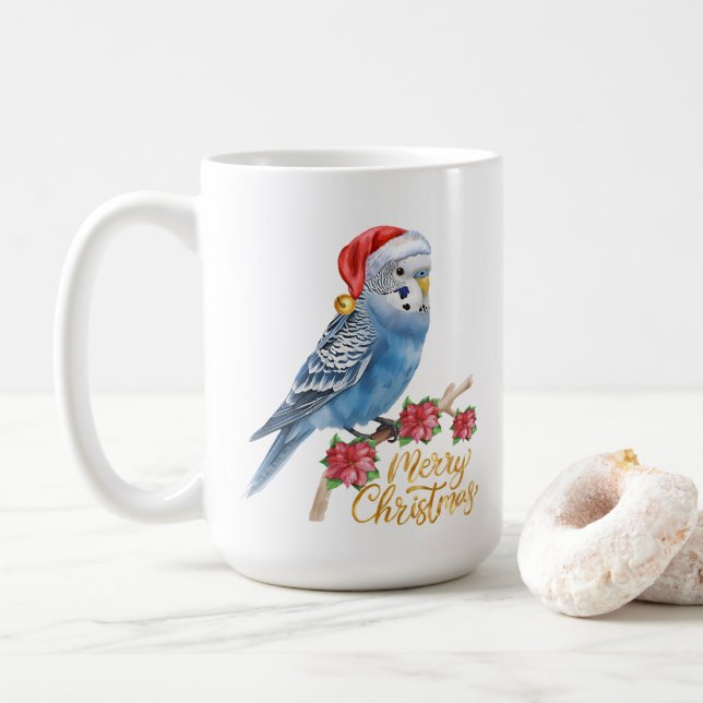 Budgie Christmas Coffee Mug (With Donut)