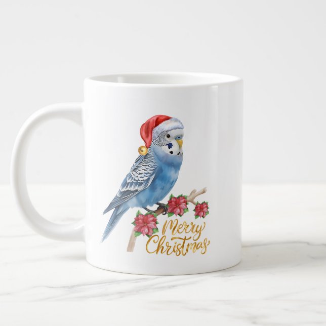 Budgie Christmas Large Coffee Mug (Left)