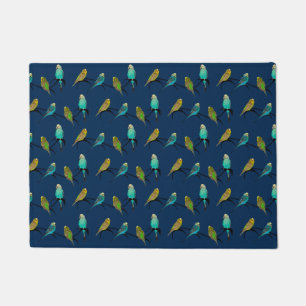 Budgie Frenzy Door Mat (Navy)