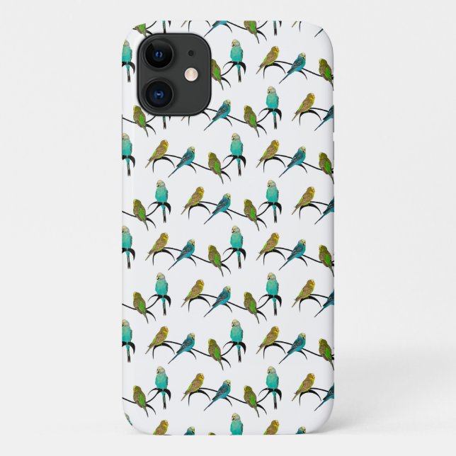 Budgie Frenzy iPhone 11 Case (choose colour) (Back)