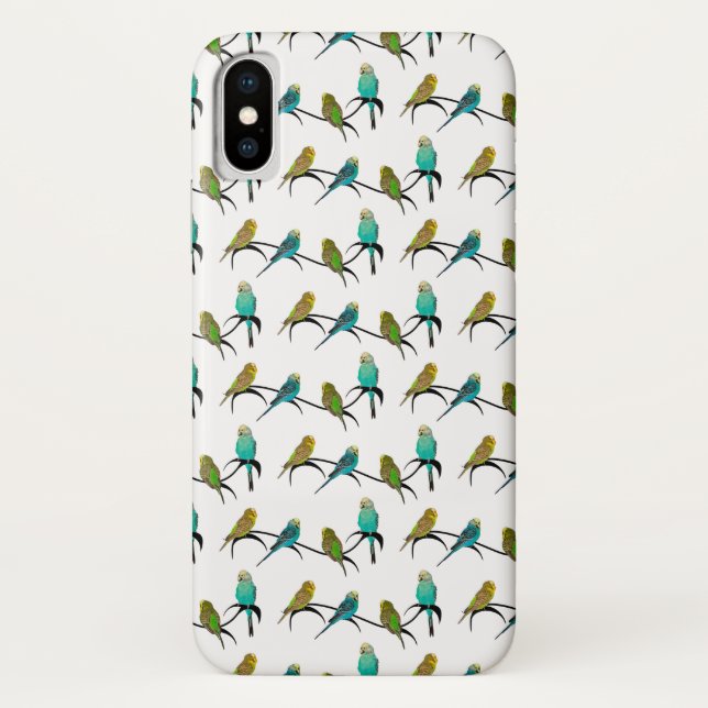 Budgie Frenzy iPhone X Case (choose colour) (Back)