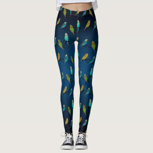Budgie Frenzy Leggings (Navy Blue Mix)