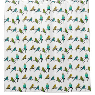 Budgie Frenzy Shower Curtain