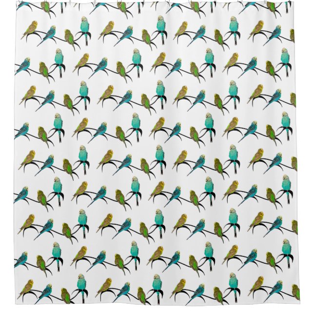 Budgie Frenzy Shower Curtain (Front)