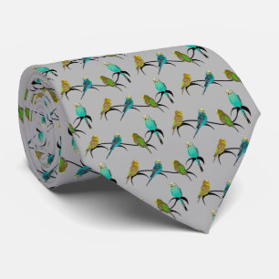 Budgie Frenzy Tie Double Sided Print (Grey)