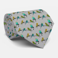 Budgie Frenzy Tie (Grey)