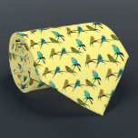 Budgie Frenzy Tie (Yellow)<br><div class="desc">Green and Blue Budgies</div>
