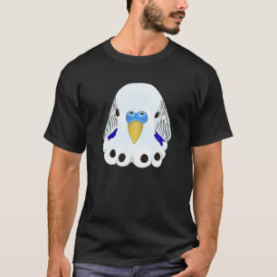 Budgie Head - White And Blue Parakeet Head On Blue T-Shirt