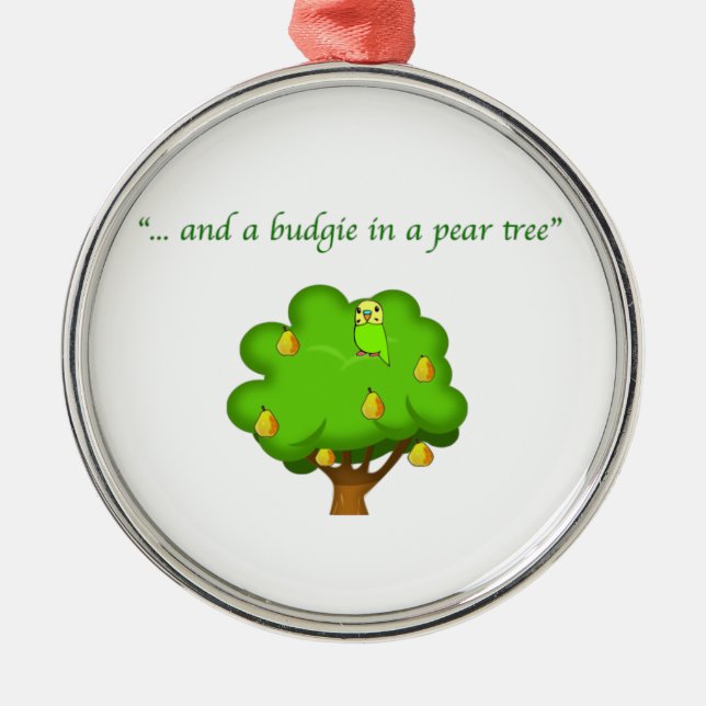 Budgie in a Pear Tree Christmas Ornaments (Front)