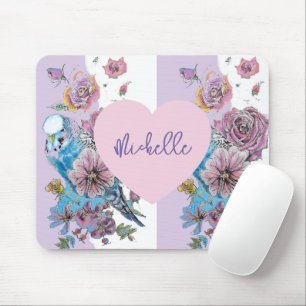 Budgie Lavender Purple floral Woman' Mouse Mat Pad