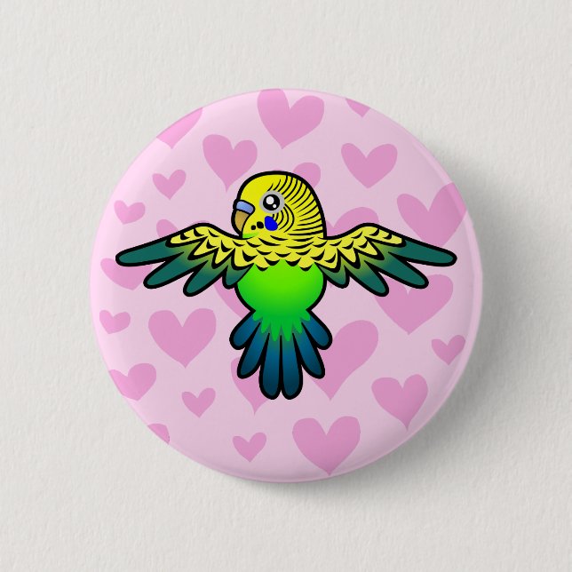 Budgie Love 6 Cm Round Badge (Front)