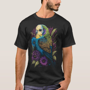 Budgie Mom Flower Budgerigar Parakeet Bird Mother  T-Shirt