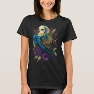 Budgie Mom Flower Budgerigar Parakeet Bird Mother  T-Shirt