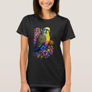 Budgie Mom Flower Budgerigar Parakeet Bird Mother T-Shirt
