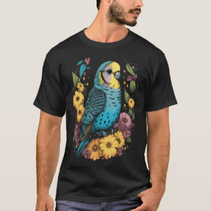 Budgie Mom Flower Budgerigar Parakeet Bird Mother  T-Shirt