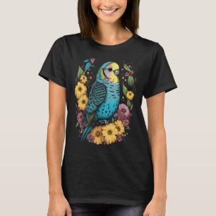 Budgie Mom Flower Budgerigar Parakeet Bird Mother  T-Shirt