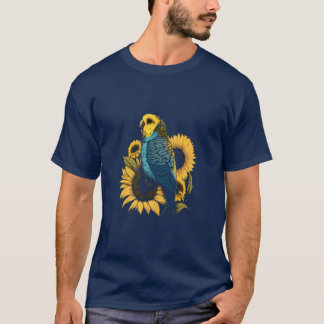 Budgie Mum Budgerigar Sunflower Parakeet Bird boy  T-Shirt